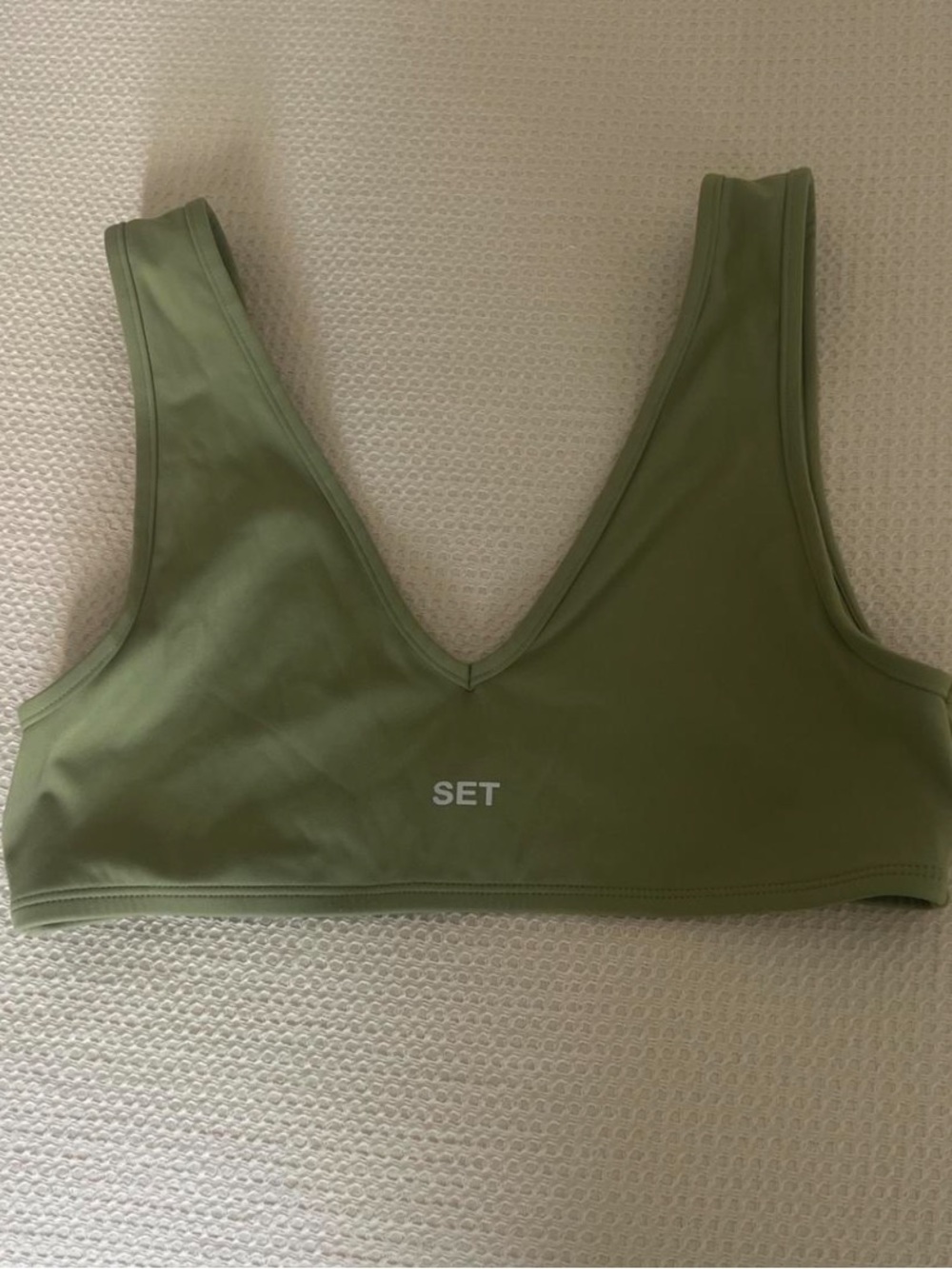 SET Active Olive Green Scoop V-Neck Sports Bra